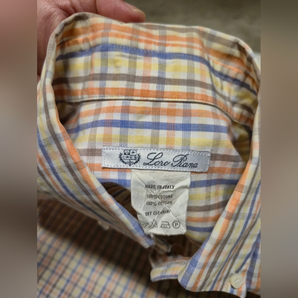Loro Piana long sleeve Multicolor Checkered Button Down Shirt - Picture 5 of 10